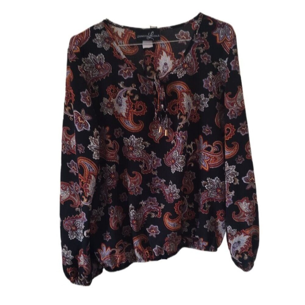 Lexington Avenue Black Paisley 3/4 Sleeve Blouse